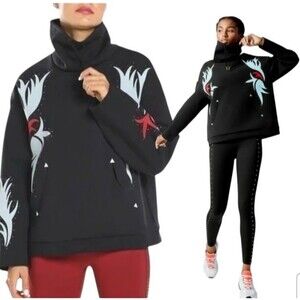 Nike Women's Funnel Neck Pullover Black Graphic Active Scuba Shirt Size XS